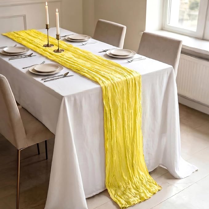 10 Pack Yellow Cheesecloth Table Runner 21 x 120 Inch Boho Gauze Sheer Table - Image 3