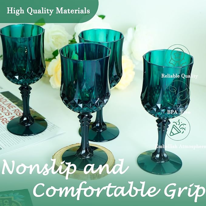 48Pack Plastic Wine Glasses, 7oz Vintage Goblets - Image 6