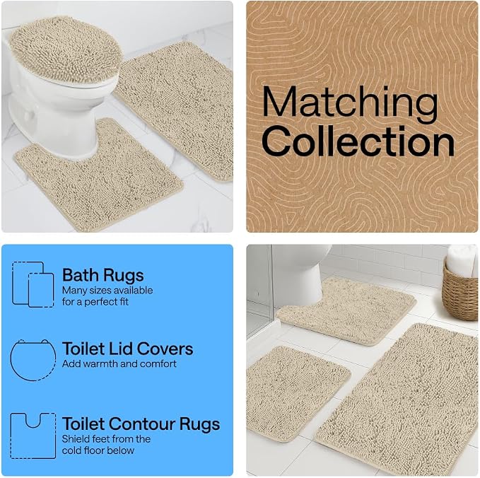 GORILLA GRIP Bath Rug Mat 44x26, Thick Soft Absorbent Chenille, Quick Dry - Image 8
