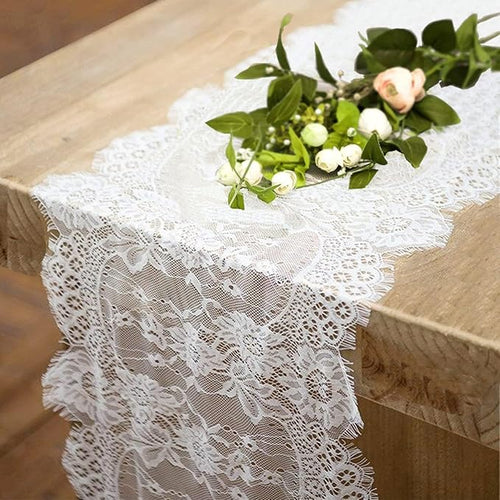 4 Pcs White Lace Table Runners 14 x 120 Inch Vintage Table Runner by Fowecelt