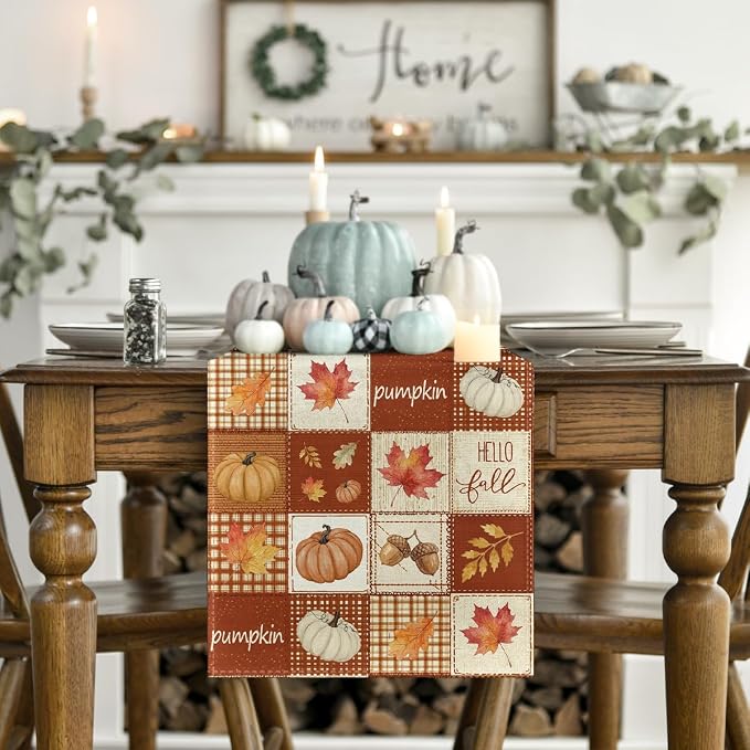 Artoid Mode 210 GSM Fall Table Runner 13x36 Inch Home Party Decor | Plaid - Image 2