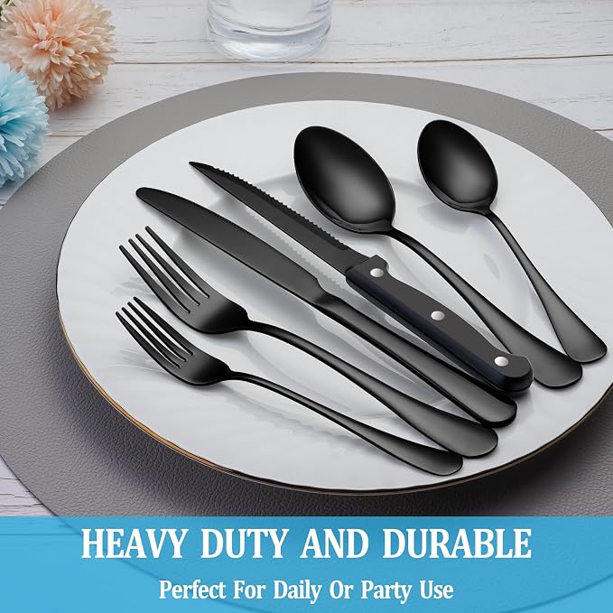 48 Pcs Black Silverware Set - Image 7
