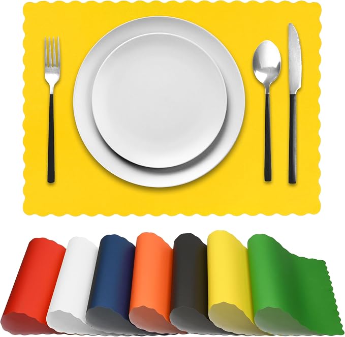 Paper Placemats for Dining Table – Disposable Scalloped Edges Color Table Mats - Image 2