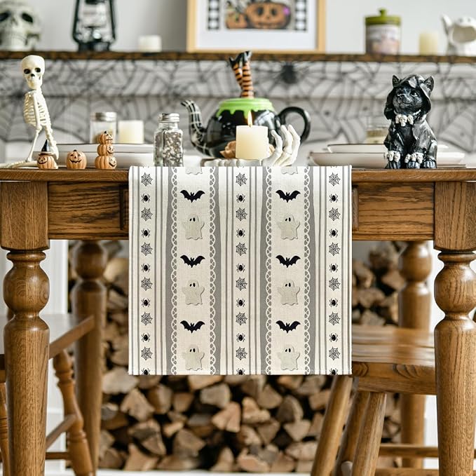 Artoid Mode 210 GSM Halloween Table Runner 13x90 Inch Home Party Decor | Beige - Image 2