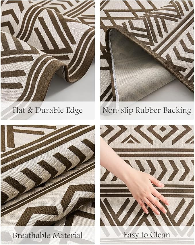Outdoor Rug Carpet 6x9 ft, Flatweave Textured Outdoor Patio Rug Non Slip Indoor - Image 7