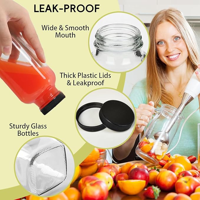 8 oz Glass Juice Bottles with Lids 3-Pack - Image 3