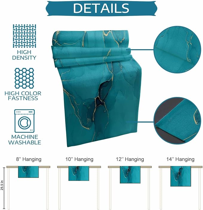 Teal Marble Table Runners 36 Inches Long, Turquoise Marble Crack Table Runner - Image 8