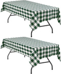 Forest Green and White Plaid Tablecloth, 2 Pack, 60 x 120 inch | Waterproof by Hiasan