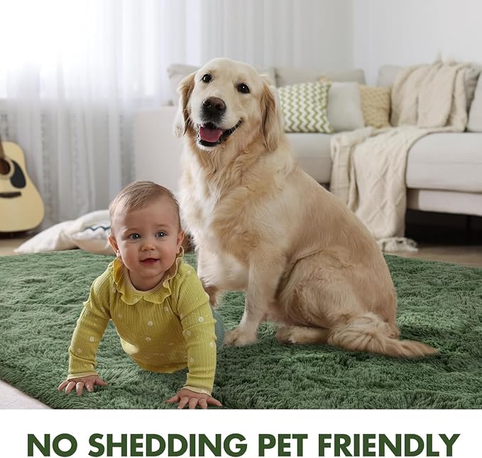8x10 Ft Extra Large Shag Green Area Rug - Image 6