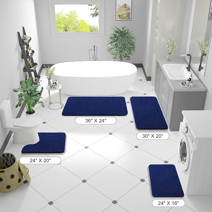 OLANLY Bathroom Rugs 36x24, Extra Soft Absorbent Chenille Bath Rugs, Rubber - Image 2