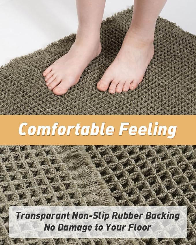 Upgraded Waffle Bath Mats Set of 2, Super Absorbent Non Slip Bath Mats - Image 3
