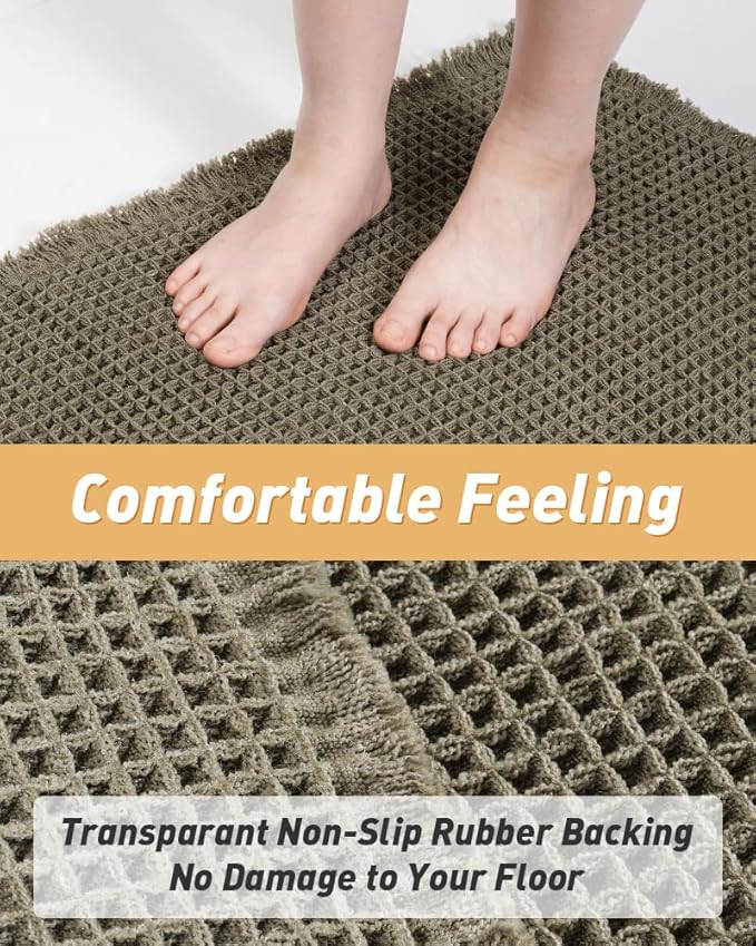 Upgraded Waffle Bath Mat Set of 2, Super Absorbent Non Slip Bath Mats - Image 3