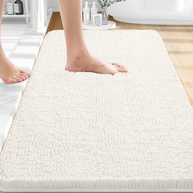 OLANLY Bathroom Rugs 30x18, Extra Soft Absorbent Chenille Bath Rugs, Rubber by OLANLY