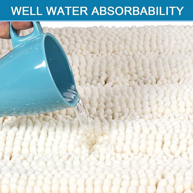 H.VERSAILTEX Bath Mats for Bathroom Non Slip Luxury Chenille Striped Bath Rug - Image 5