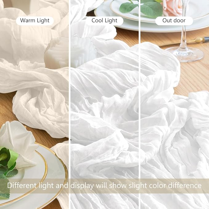 Cheesecloth Table Runner Ivory 10FT Boho Gauze Runner, 12 Pack | 120 Inch - Image 8
