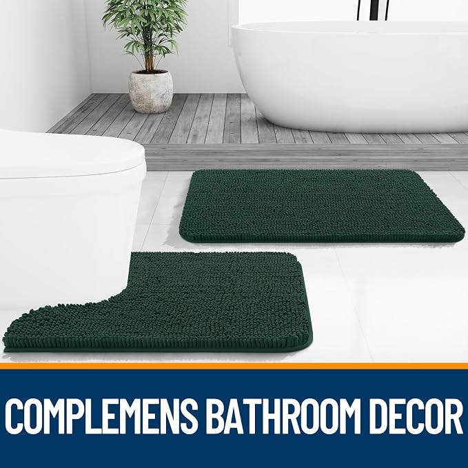 OLANLY Toilet Rugs U-Shaped 24x20, Extra Soft Absorbent Chenille Contour - Image 7