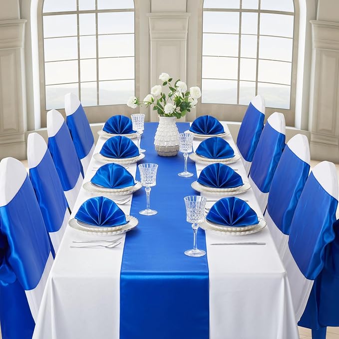 Royal Blue Satin Table Runner, 12x108 Inches, 4 Pack | Premium Satin, Smooth - Image 3