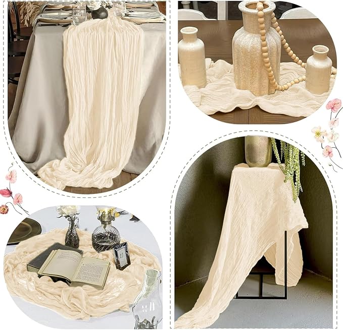 25 Pack Ivory Cheesecloth Table Runner 17 x 108 Inch Gauze Table Runner Fabric - Image 6