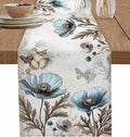 Vintage Tulip Flowers Short Table Runners 36 Inches, Cotton Linen Fabric Table by Edwiinsa