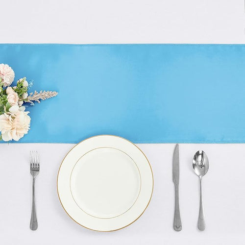 4-Pack Blue Satin Table Runner 12 x 108 Inch Long Bright and Smooth Silk Fabric - Image 2