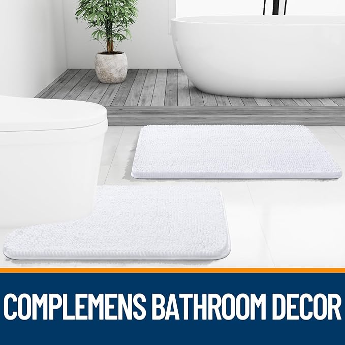OLANLY Toilet Rugs U-Shaped 24x20, Extra Soft Absorbent Chenille Contour - Image 7