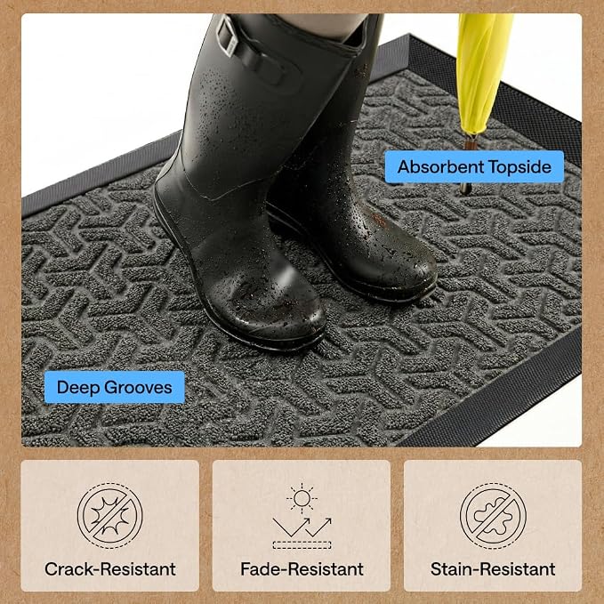 GORILLA GRIP 100% Waterproof All-Season WeatherMAX Doormat 35x23, US Designed - Image 6