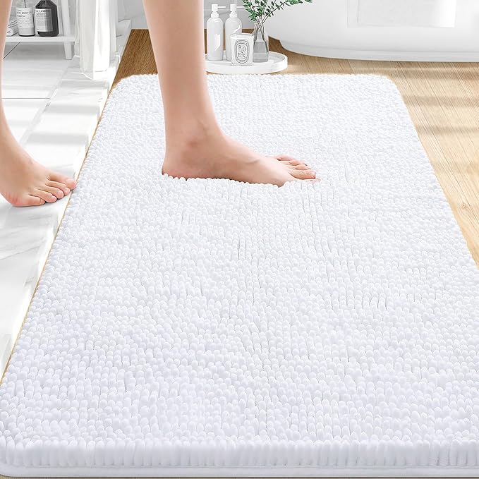 OLANLY Bathroom Rugs 30x18, Extra Soft Absorbent Chenille Bath Rugs, Rubber by OLANLY
