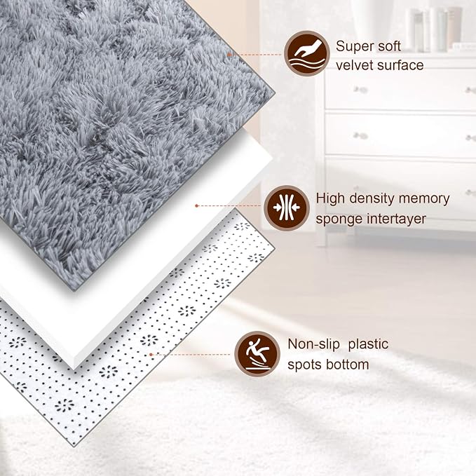 TWINNIS Super Soft Shaggy Rugs Fluffy Carpets, 8x10 Feet, Indoor Modern Plush - Image 2