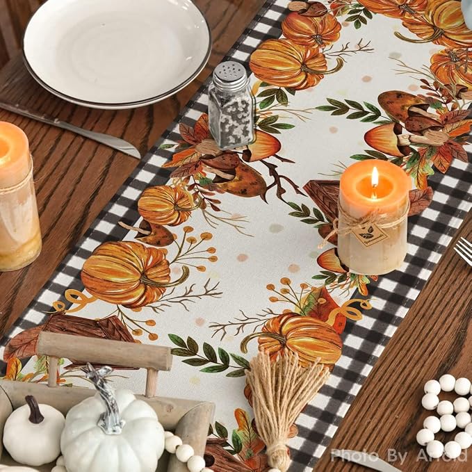 Artoid Mode 210 GSM Fall Table Runner 13x36 Inch Home Party Decor | Buffalo - Image 7