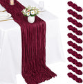 10 Pack Burgundy Cheesecloth Table Runner 22 x 120 Inch Gauze Table Runner | by Fwxdbwyl
