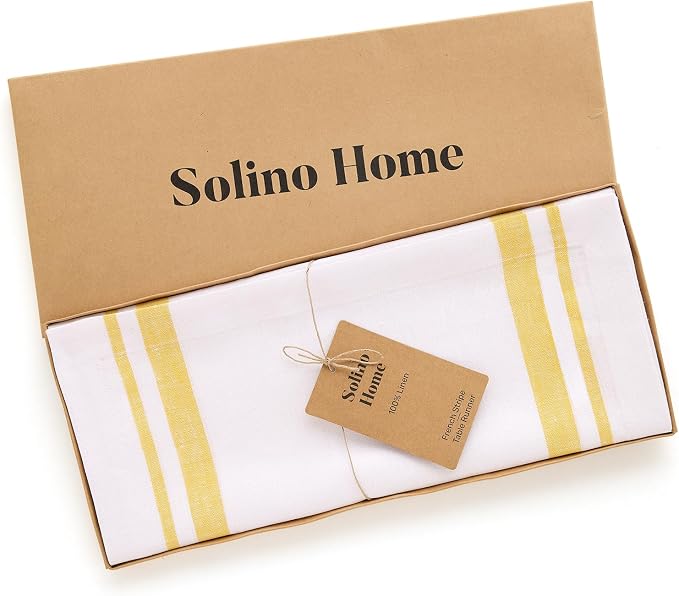 Solino Home 100% Linen Table Runner, 14 x 120 in, mitered corners | Pure Linen - Image 5