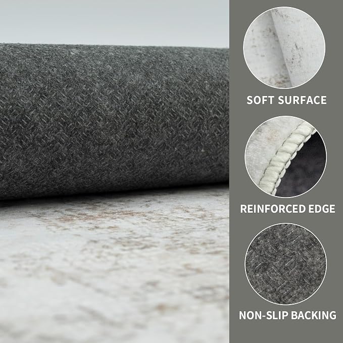 Washable 8×10 Area Rugs for Living Room, Vintage Floral Rug Soft Non Slip Stain - Image 4