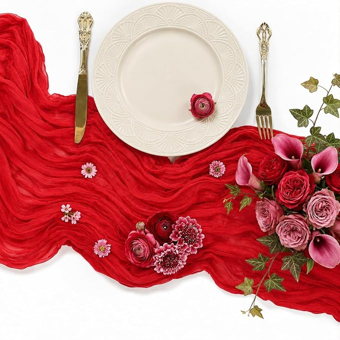 10 Pack Red Cheesecloth Table Runner 22 x 120 Inch Long Gauze Table Runner | - Image 4
