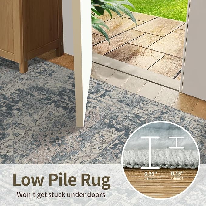 Rugxara 2x6 Runner Rug, Washable Kitchen Rugs, Non Slip Low Pile Area Rug Carpet - Image 5