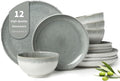 Gradient Green Stoneware Dinnerware Sets, Handmade Ceramic Round Dishes Set by Pokini