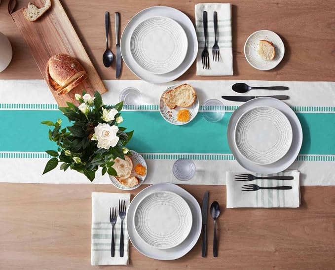 Teal Table Runners 108 inches Long, Modern Stripes Table Runner Dresser Scarves - Image 3