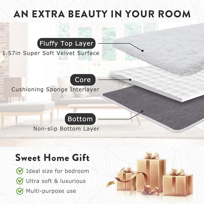 Shaggy Rugs for Bedroom Living Room Dorm Kids Room Decor, Soft Modern Indoor - Image 7