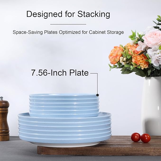 Webbylee Melamine Dessert Plates Set of 6-7.5" Serving Durable Dishes Perfect - Image 4