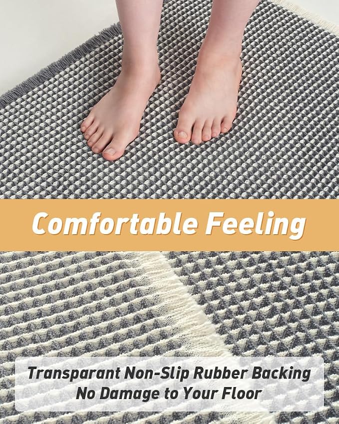 AMOAMI Upgraded Waffle Runner Rug Super Absorbent Non Slip Bath Mats - Image 3
