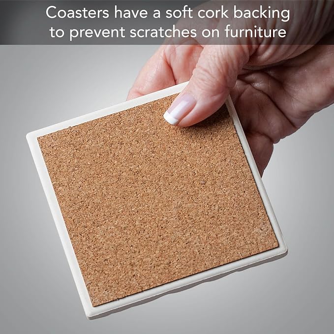 Thirstystone Medallion 4 Pack Tumbled Tile Stone Coasters | 4" Square, - Image 7