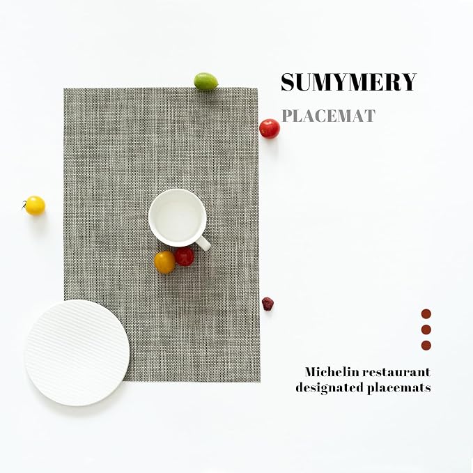 Placemats Set of 4 Vinyl/Plastic Woven Place Mats - Image 5