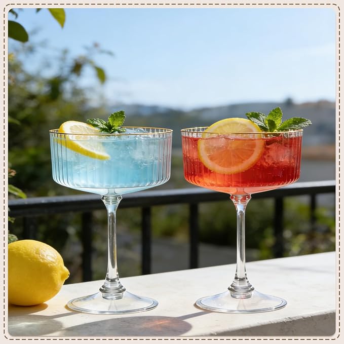 12PCS Plastic Martini Glasses, Unbreakable Reusable Champagne Coupe, Removable - Image 5