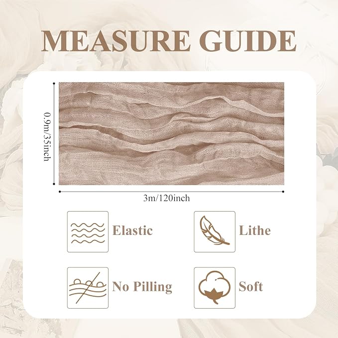 Asee'm 2pcs Nude Pink Cheesecloth Table Runner Summer Boho Rustic 10FT | Fall - Image 2