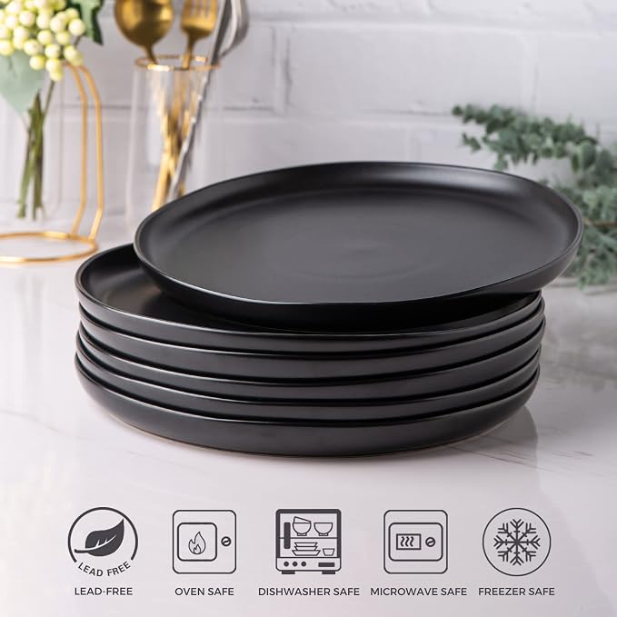 AmorArc Ceramic Dinner Plates Set of 6, 10.25 Inch Stoneware Dishes Set | Wavy - Image 2