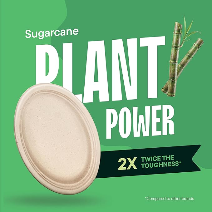 100% Compostable Oval Paper Plates Elegant Disposable Dinner Platter Heavy-Duty - Image 5