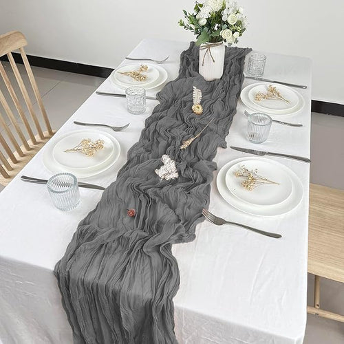12 Pack Gery Cheesecloth Table Runner 10ft Boho Gauze Cheese Cloth Table Runner - Image 2