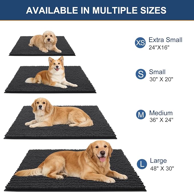 OLANLY Dog Door Mat for Muddy Paws 47x20, Ultra Absorbent Chenille Mud Doormat - Image 2