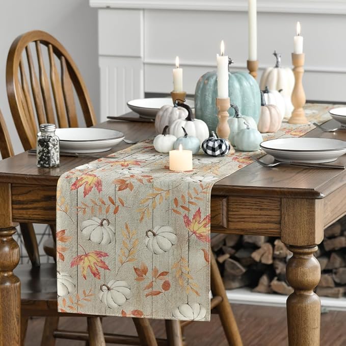 Artoid Mode 210 GSM Fall Table Runner 13x48 Inch Home Party Decor | Pumpkins - Image 3