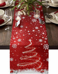 Red Christmas Table Runner 108 Inches Long, Xmas Tree Balls Snowflake Table by Unknown