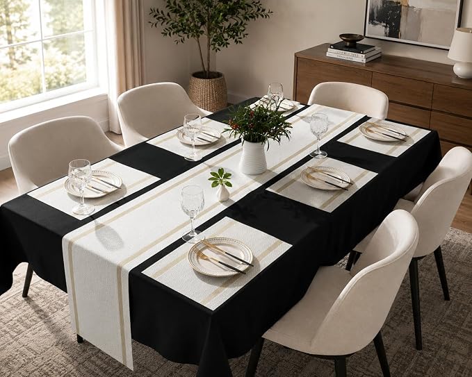 FAVE Woven Vinyl Table Runner White Table Runner Woven - Image 4